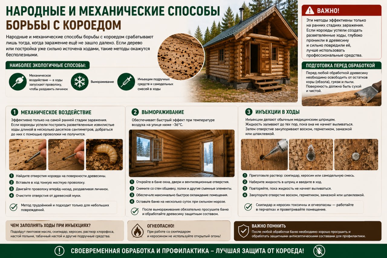 Народные и механические способы борьбы с короедом